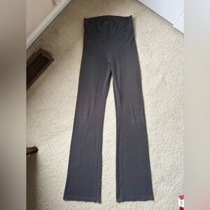 Aerie slim gym flare fold over waist yoga pants in grey, size medium long